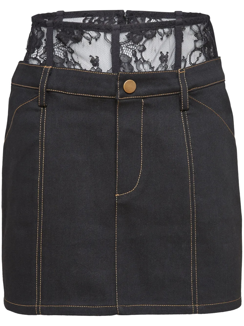 Lace-Waistband Mini Skirt