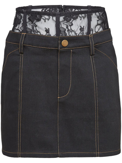 Lace-Waistband Mini Skirt