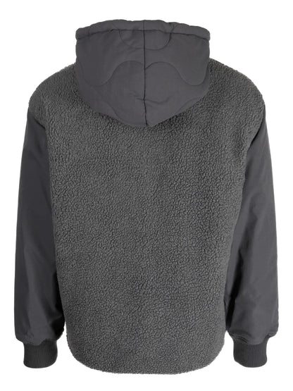 Panelled Drawstring Fleece Hoodie