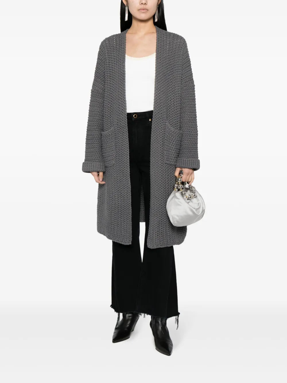 Shawl-Collar Knitted Cardi-Coat