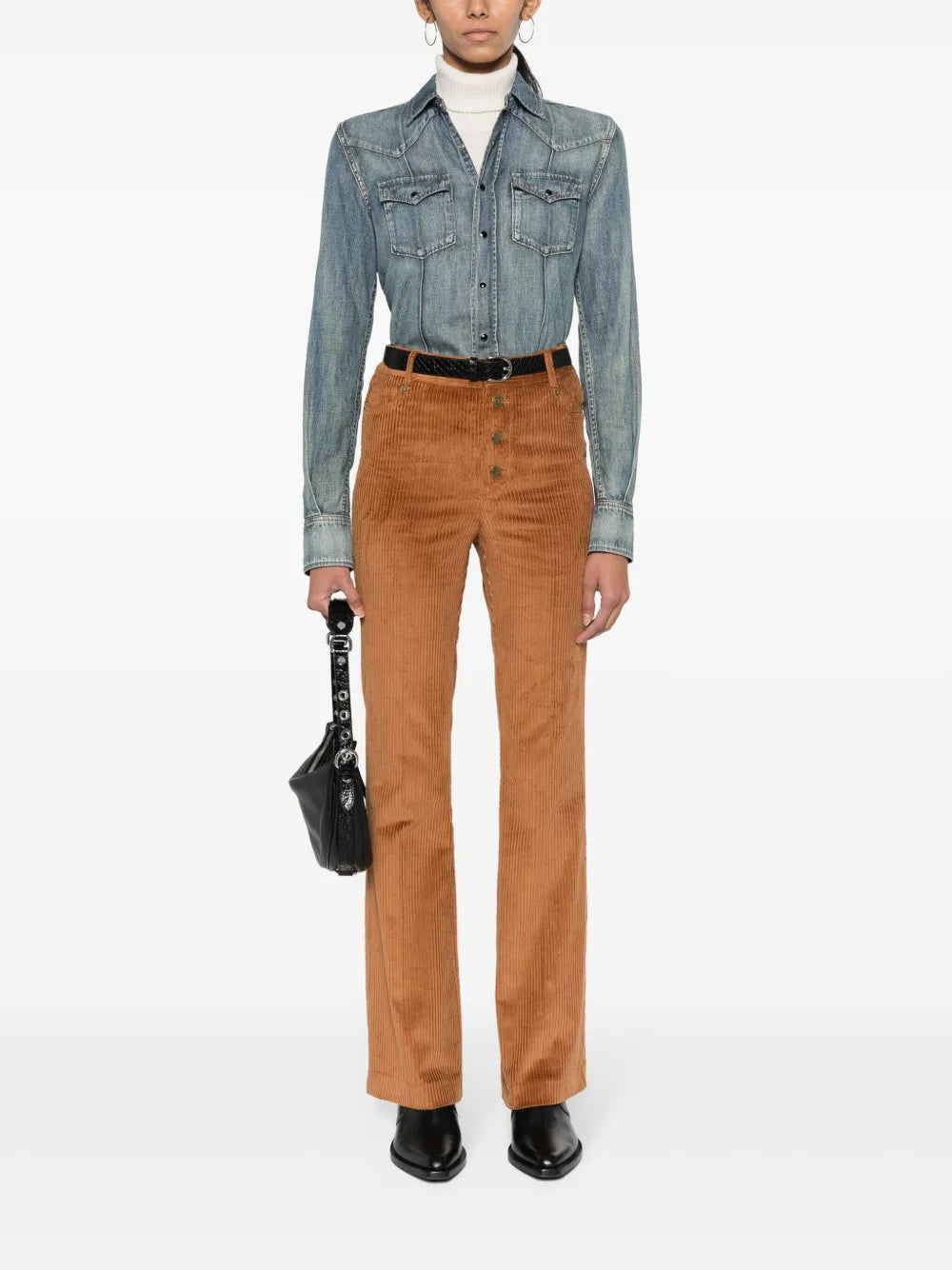 Logo-Plaque Corduroy Flared Trousers