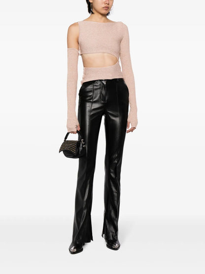 Asymmetric Cut-Out Ribbed Top