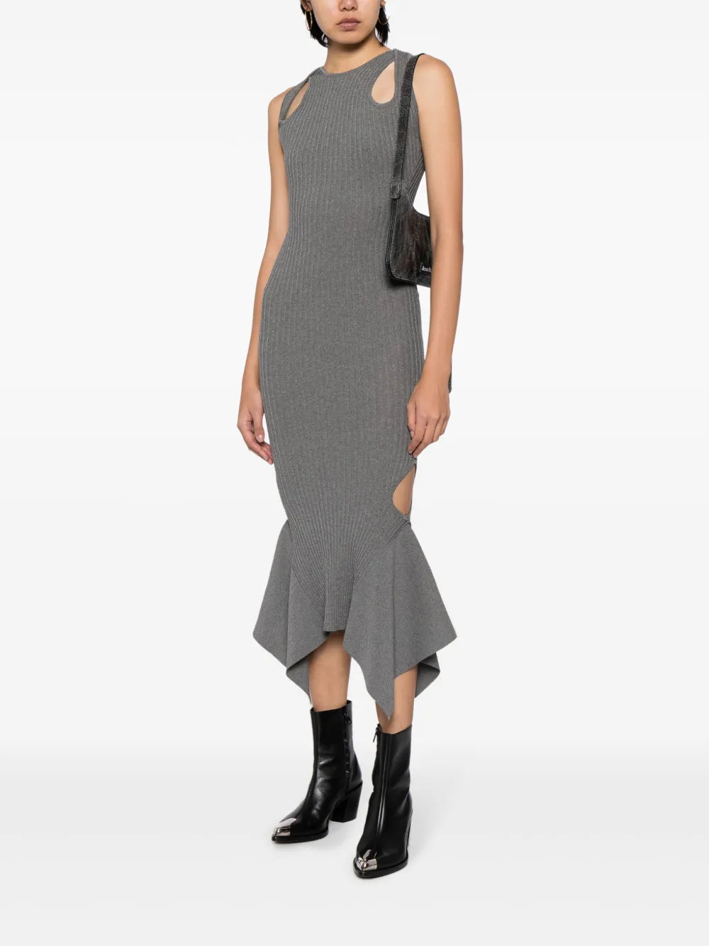 Cut-Out Ribbed Midi Dress
