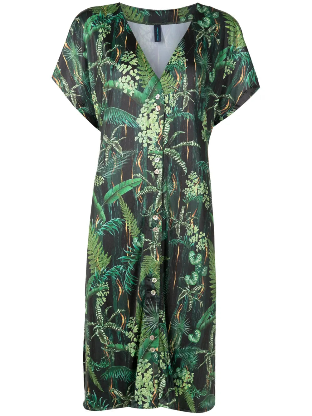 Artemis Leaf-Print Midi Dress