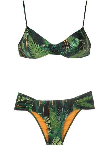Vitória Twisted Leaf-Print Bikini