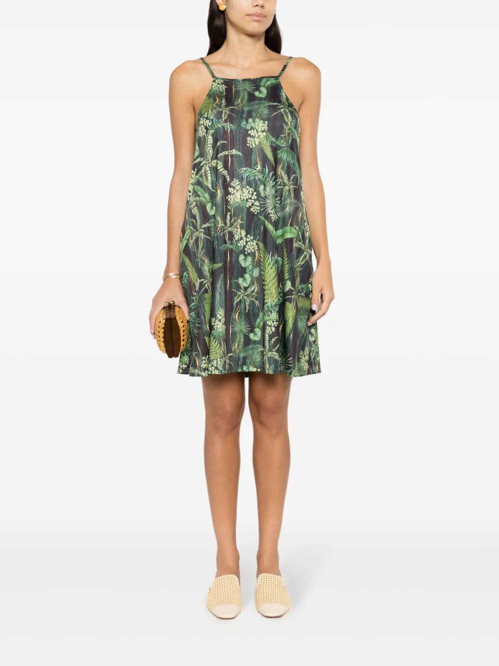 Isis Leaf-Print Minidress