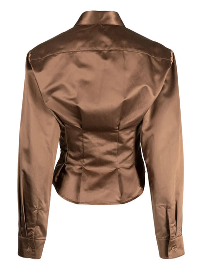 Pleat-Detail Long-Sleeve Shirt