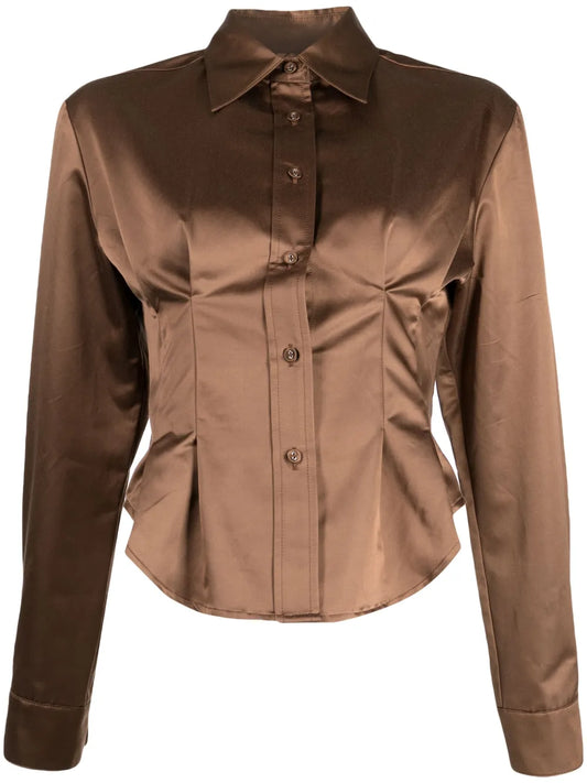 Pleat-Detail Long-Sleeve Shirt