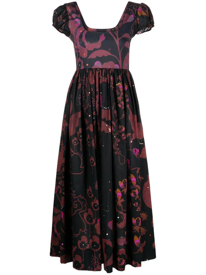 Floral-Print Empire-Line Midi Dress