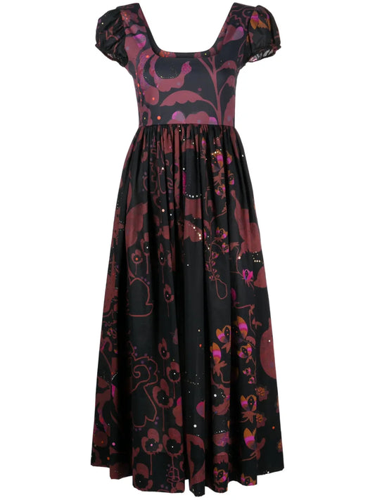 Floral-Print Empire-Line Midi Dress