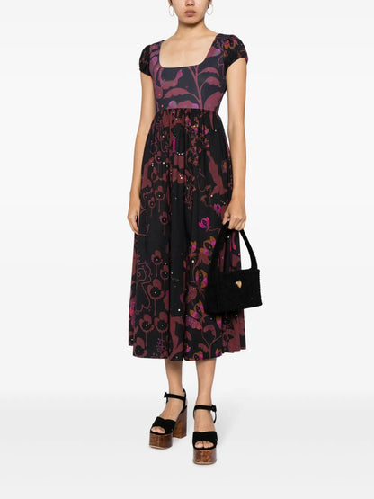 Floral-Print Empire-Line Midi Dress