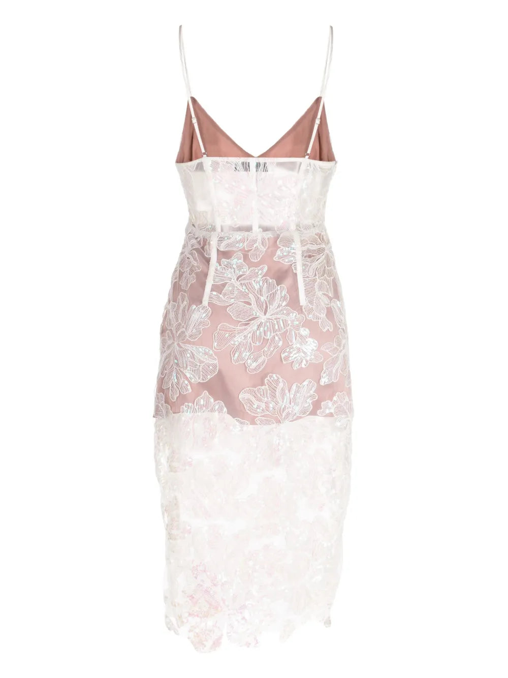 Floral-Embroidered Sequinned Midi Dress