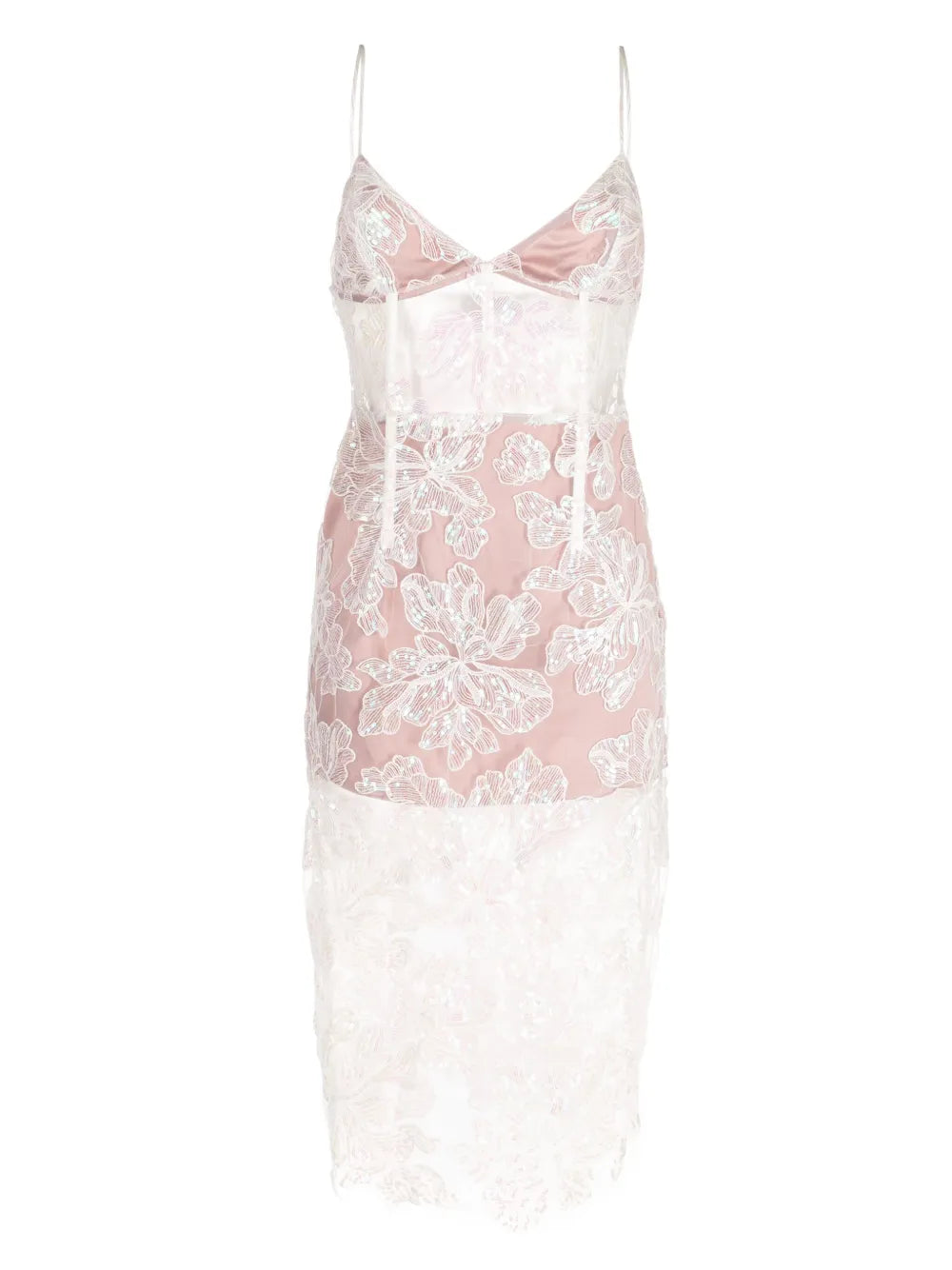 Floral-Embroidered Sequinned Midi Dress