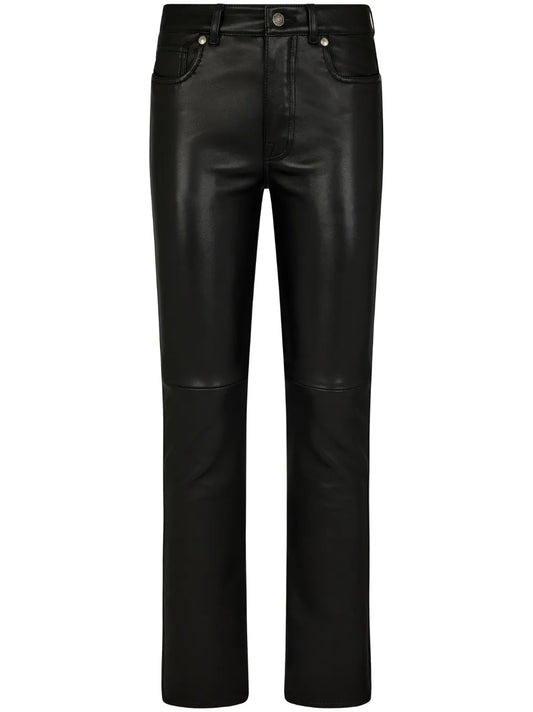 Low-Rise Tapered Leather Trousers