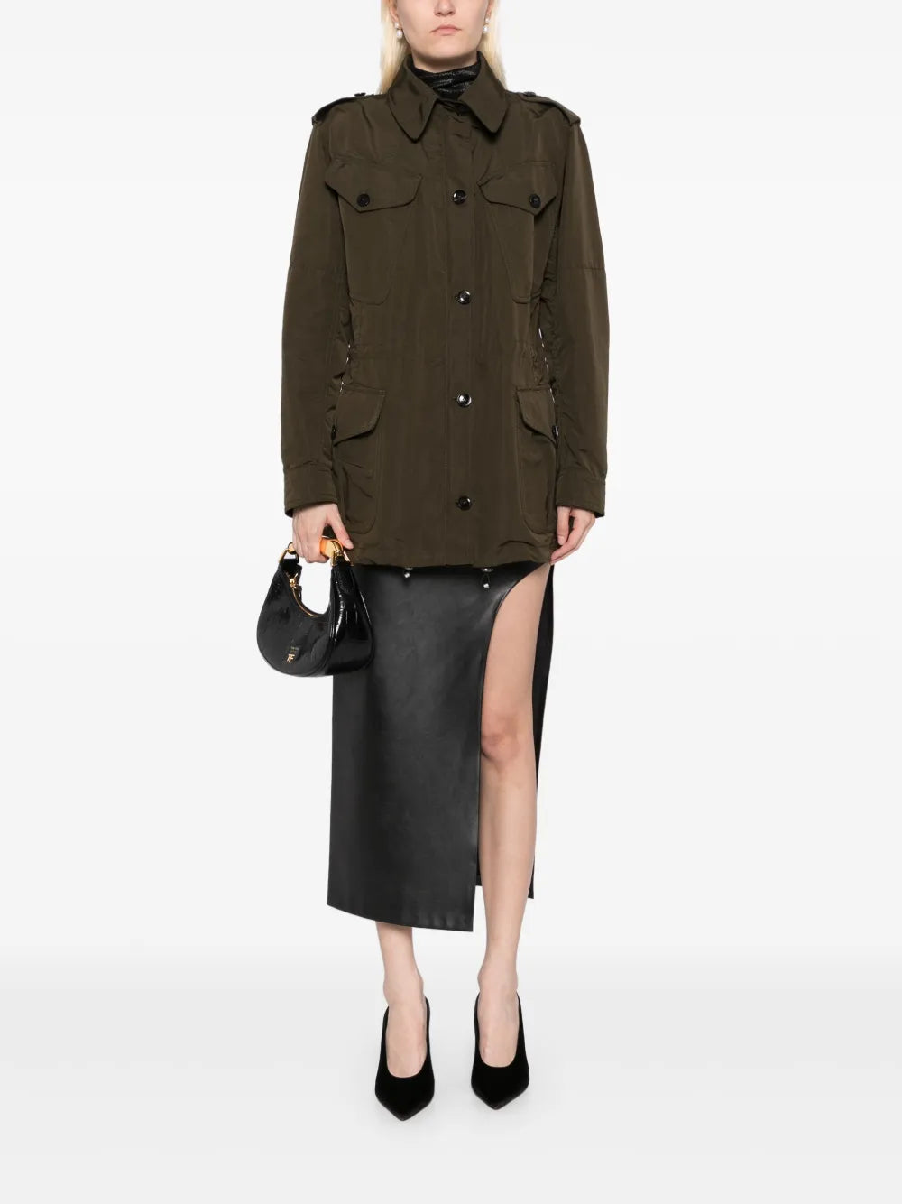 Drawstring Waist Military Jacket