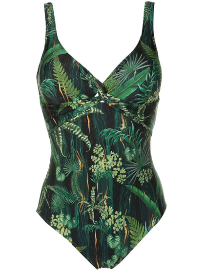 Adriana Twisted Leaf-Print Swimsuit