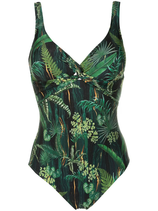 Adriana Twisted Leaf-Print Swimsuit