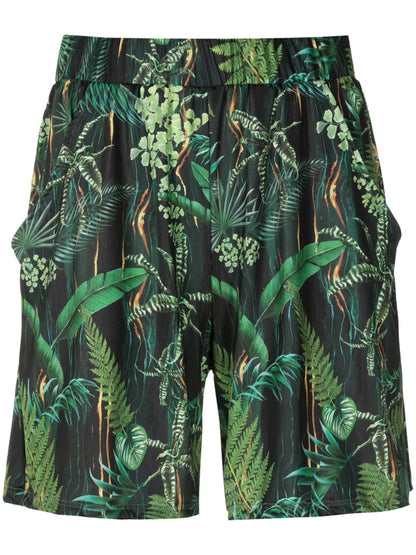 Iara Leaf-Print Mini Shorts