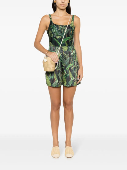 Iara Leaf-Print Mini Shorts