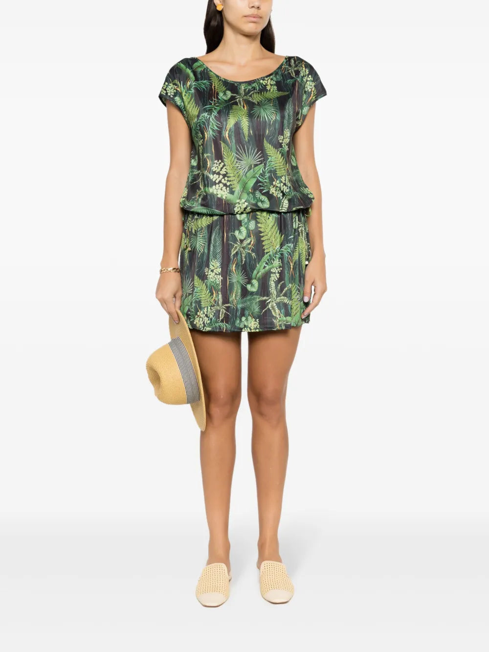 Shiva Leaf-Print Minidress