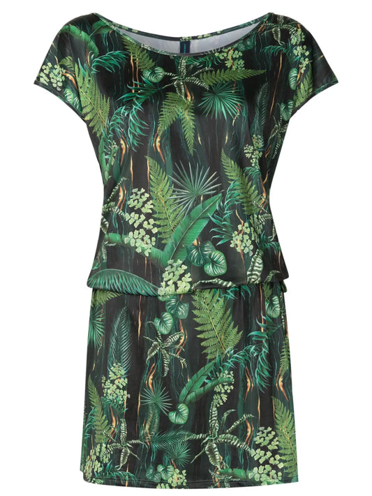 Shiva Leaf-Print Minidress