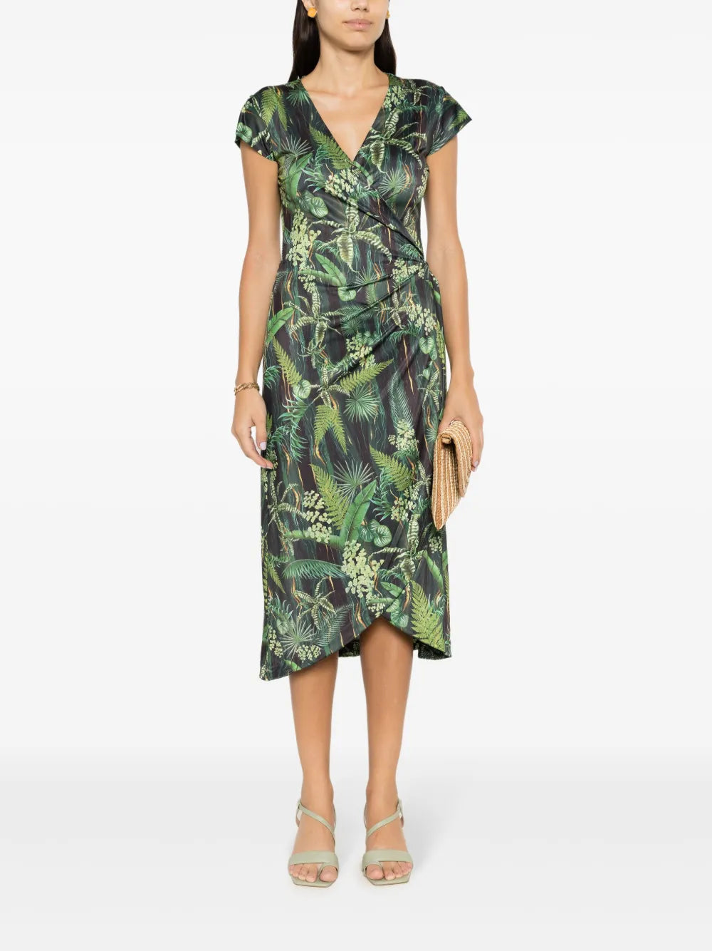 Falcão Leaf-Print Wrap Dress
