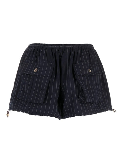 Pinstripe-Pattern Drawstring-Waistband Shorts