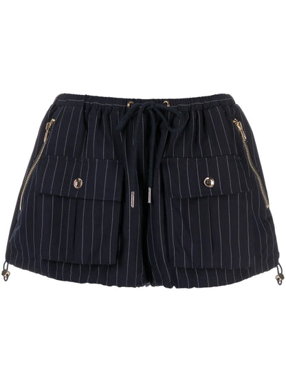 Pinstripe-Pattern Drawstring-Waistband Shorts
