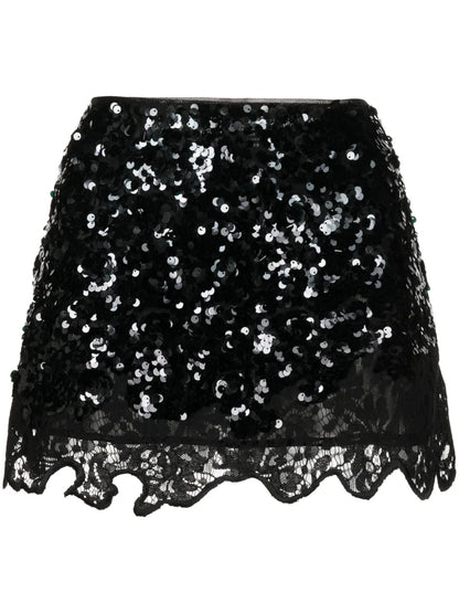 Lace Sequinned Mini Skirt