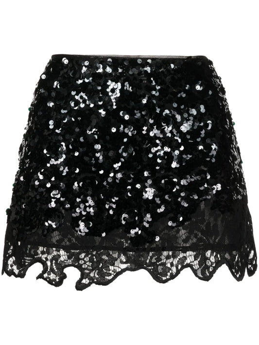 Lace Sequinned Mini Skirt