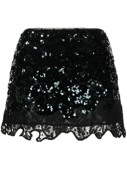 Lace Sequinned Mini Skirt