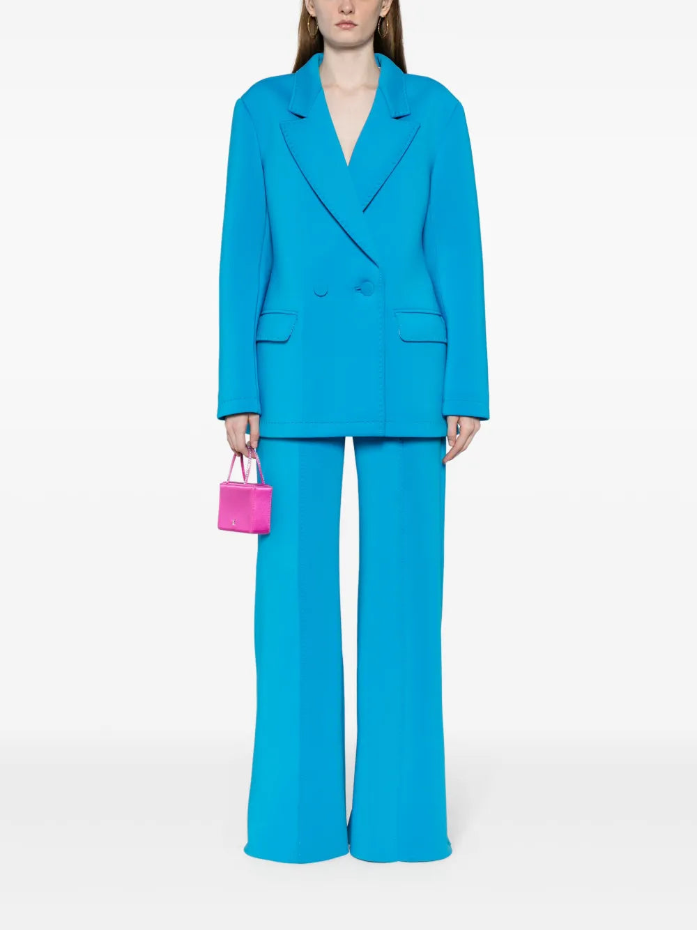 Tonal-Stitching Wide-Leg Trousers