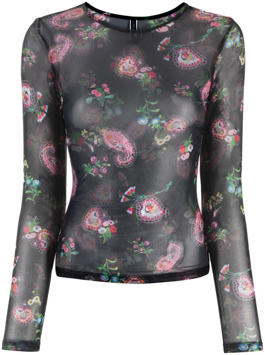 Floral-Print Long-Sleeve Top