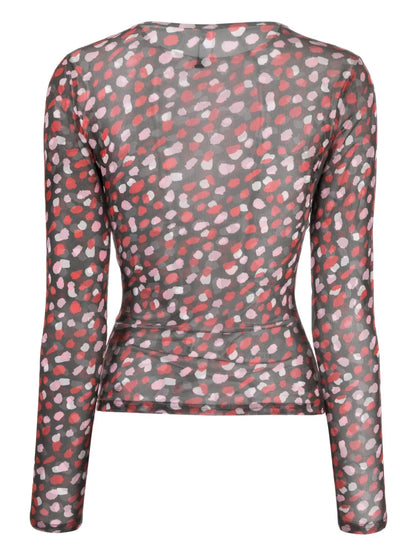 Graphic-Print Long-Sleeve Top