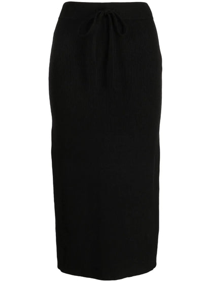 Logo-Embroidered Ribbed Midi Skirt
