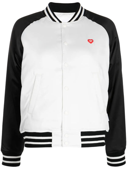 Logo-Appliqué Satin Bomber Jacket