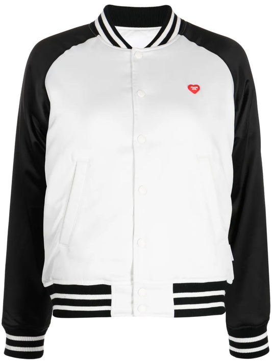 Logo-Appliqué Satin Bomber Jacket