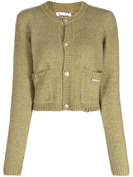 Logo-Patch Button-Up Cardigan