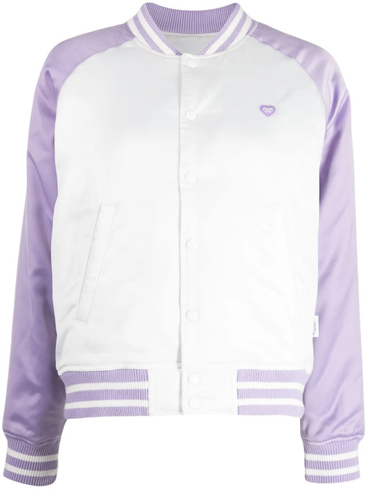 Logo-Appliqué Satin Bomber Jacket