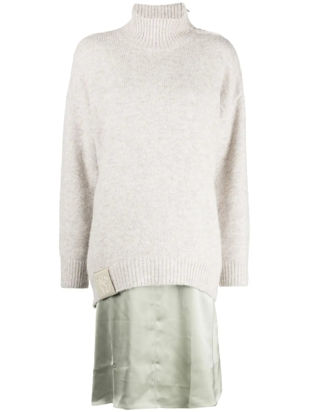 Shoulder-Zip High-Neck Dress