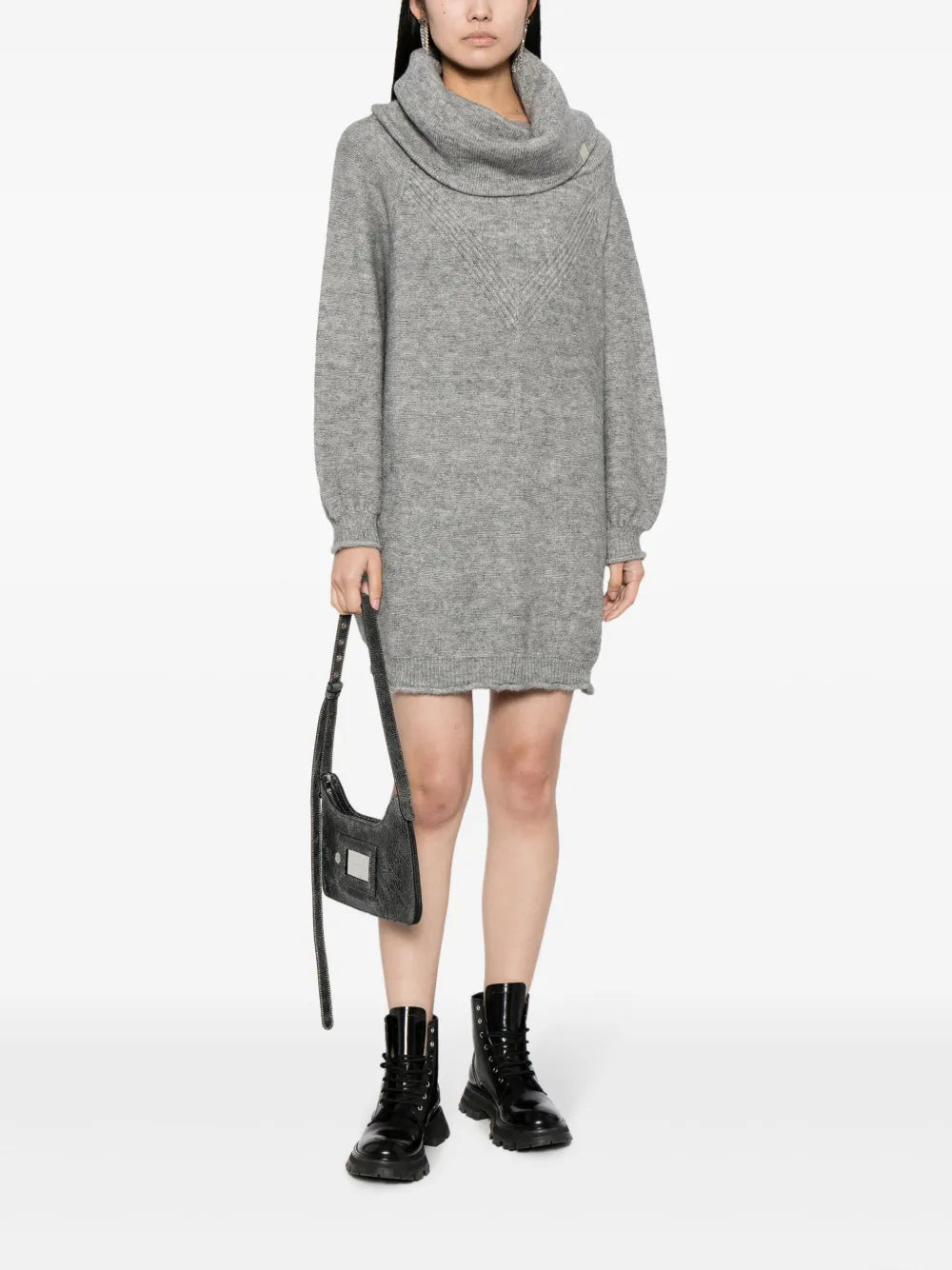 Roll-Neck Knitted Minidress