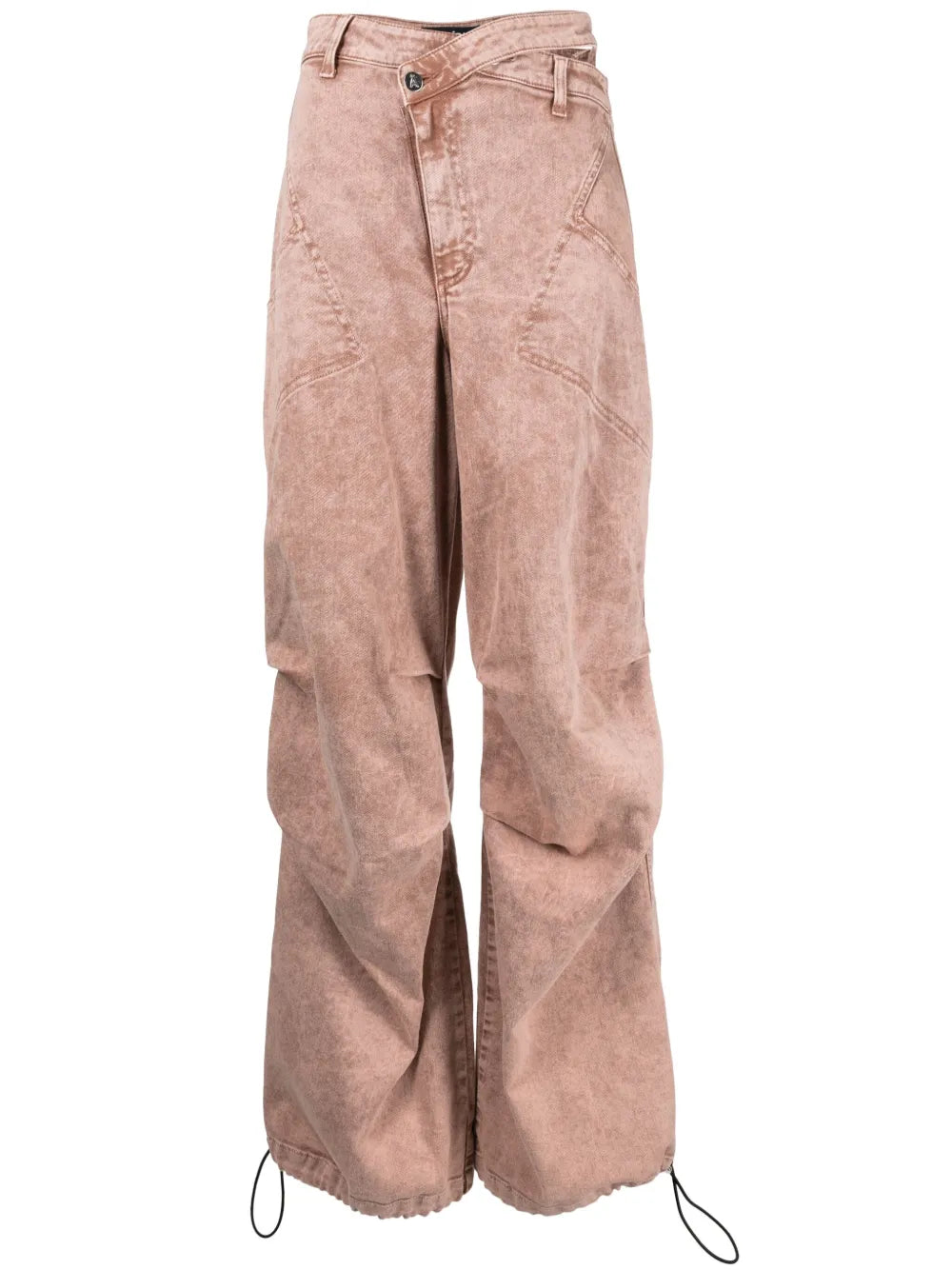 Asymmetric-Waistband Wide-Leg Jeans