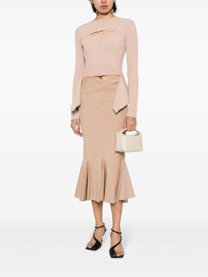 Flared-Hem Flannel Midi Skirt