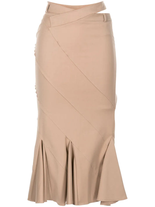 Flared-Hem Flannel Midi Skirt