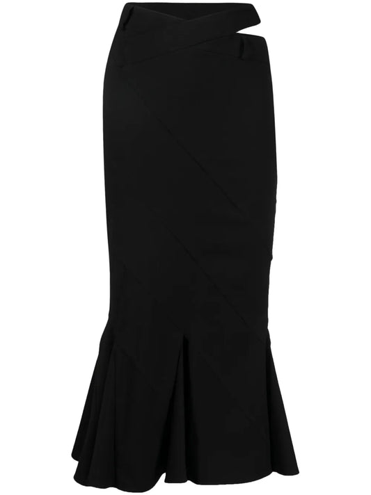 Flared-Hem Flannel Midi Skirt