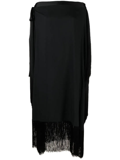 Fringed-Edge Kaftan Maxi Dress