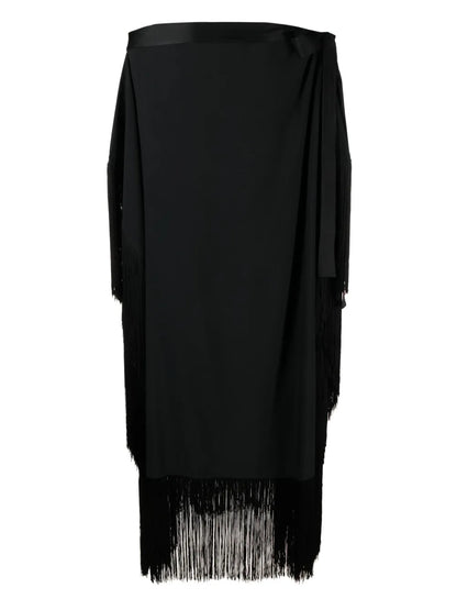 Fringed-Edge Kaftan Maxi Dress