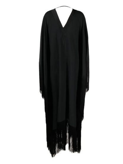 Fringed-Edge Kaftan Maxi Dress