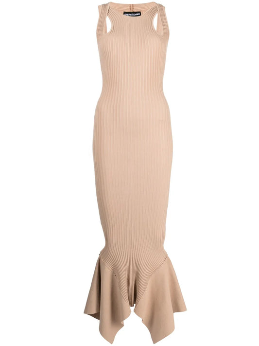 Cut-Out Ribbed Midi Dress