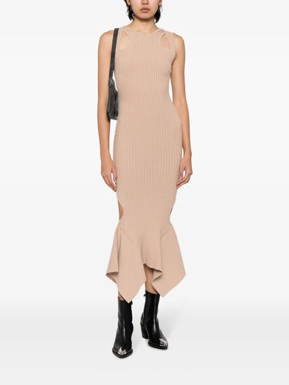 Cut-Out Ribbed Midi Dress